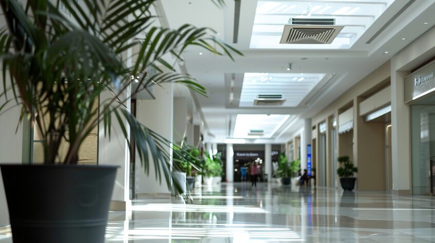 Commercial HVAC for a retail store ensures comfort.